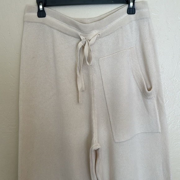 TIBI Cashmere Tie Lounge Ivory Sweatpants - Picture 3 of 8
